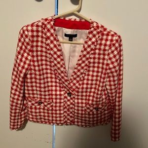 Ann Taylor red and white checked jacket